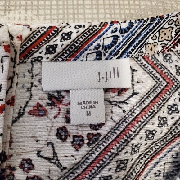 J. Jill Blouse Medium Blouse Button back 3/4 sleeves Rayon Patchwork Print - Picture 3 of 13